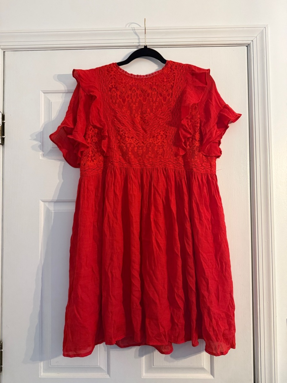 Umgee Red Smocked Puff Sleeve Sundress